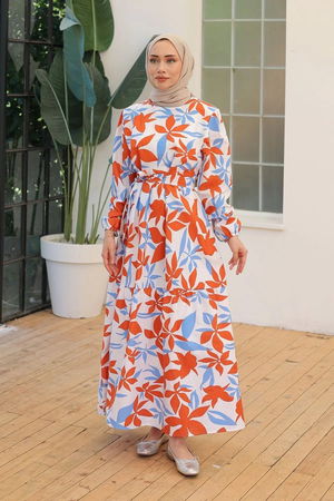 Patterned Dress Orange - 10067.1778.