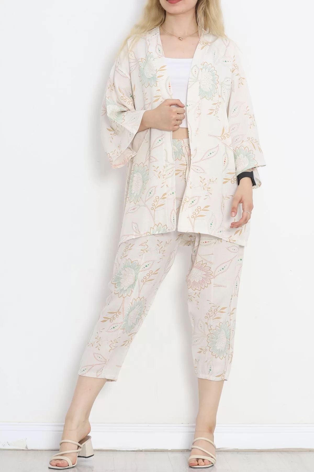 Kimono Set Beige Patterned - 152342.701.