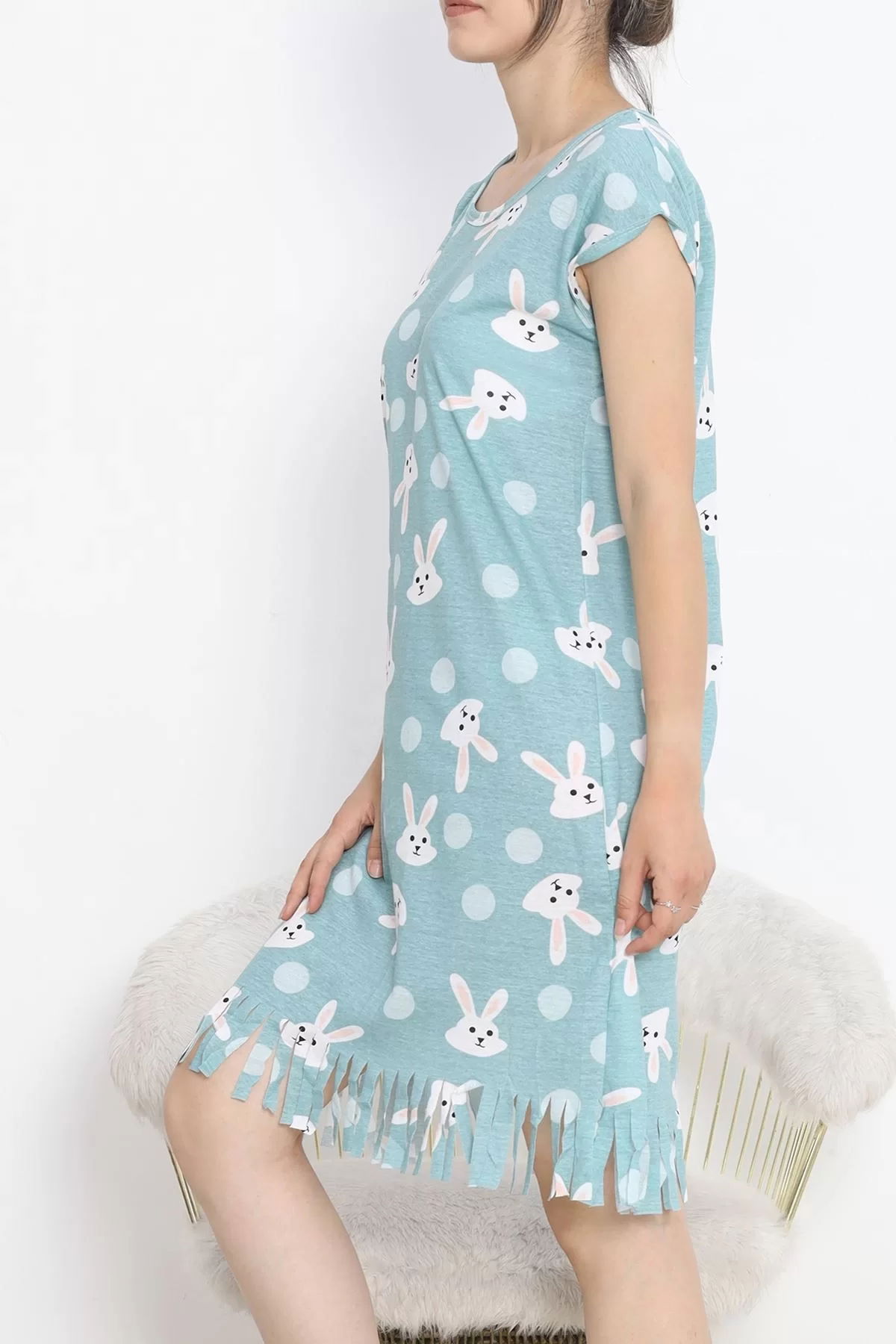 Printed Rotation Tassel Dress Mint White - 263.1287.