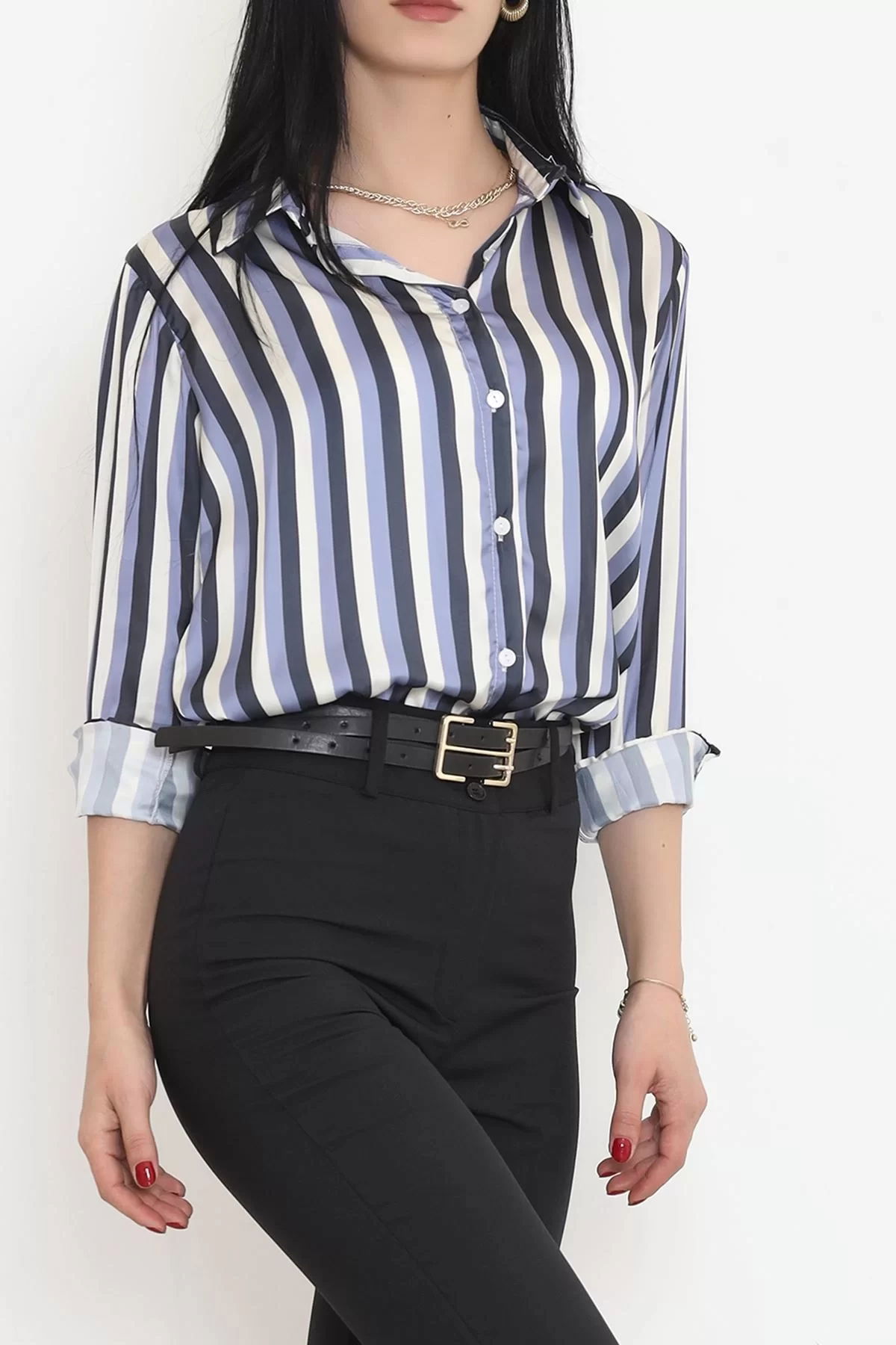 Striped Satin Shirt Morbeige - 909.1247.