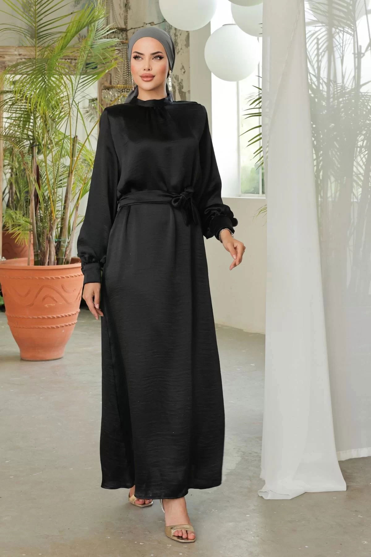 Satin Dress Black - 20329.1778.