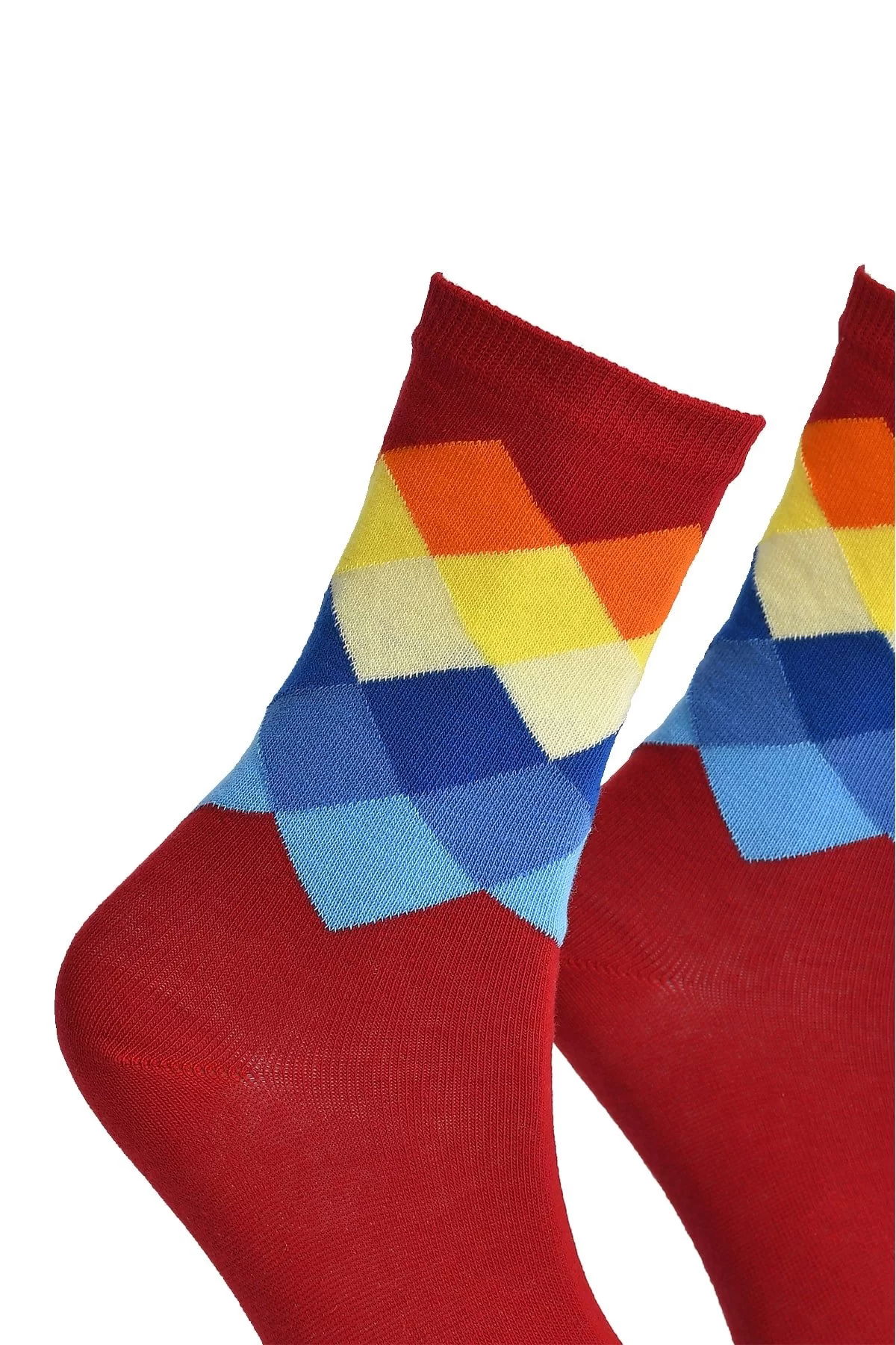 Unisex Colorful Square Socks Red - Lksçrp17