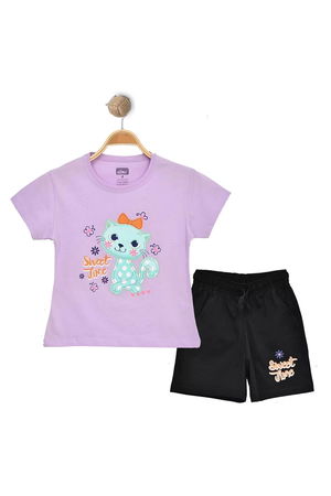 1-4 Years Printed Shorts Set Lilac - 524041.1576.