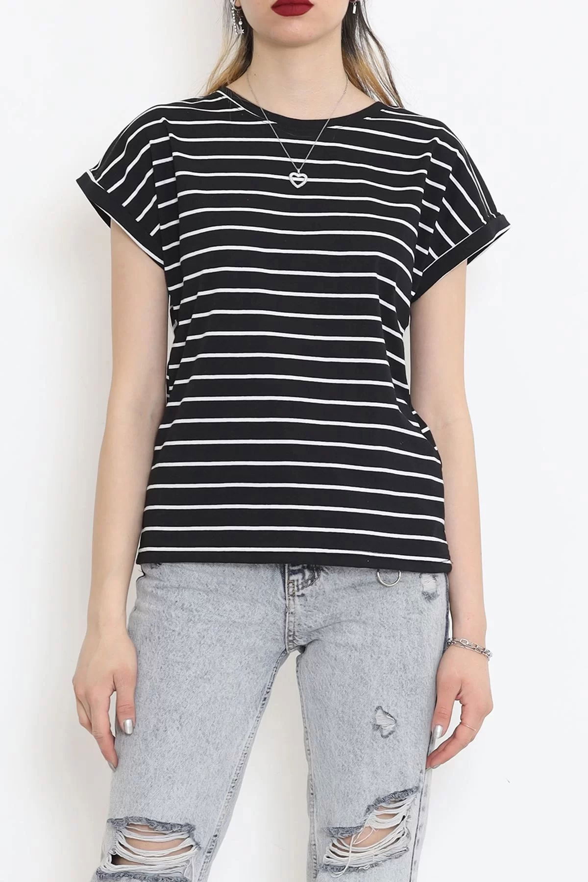 Single Jersey Striped Duplex T-Shirt Black - 15918.1567.