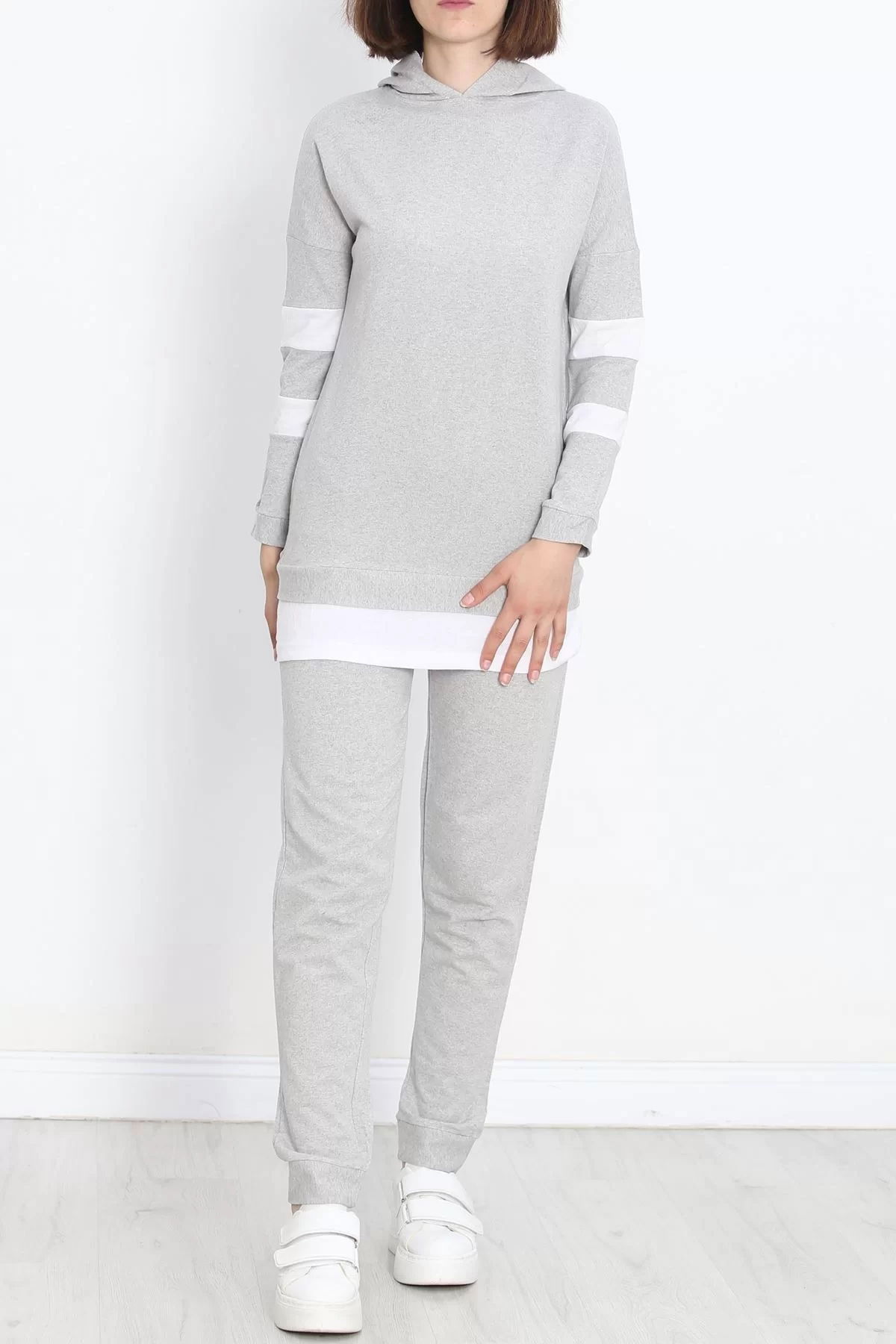 Stripe Detailed Tracksuit Set Gray - 20340.1778.