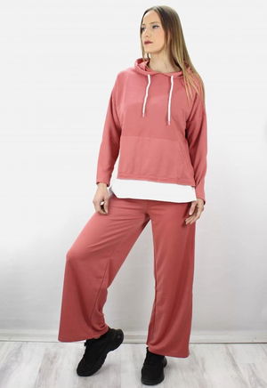 Loose Leg Hooded Tracksuit Set Powder - 1908.130.