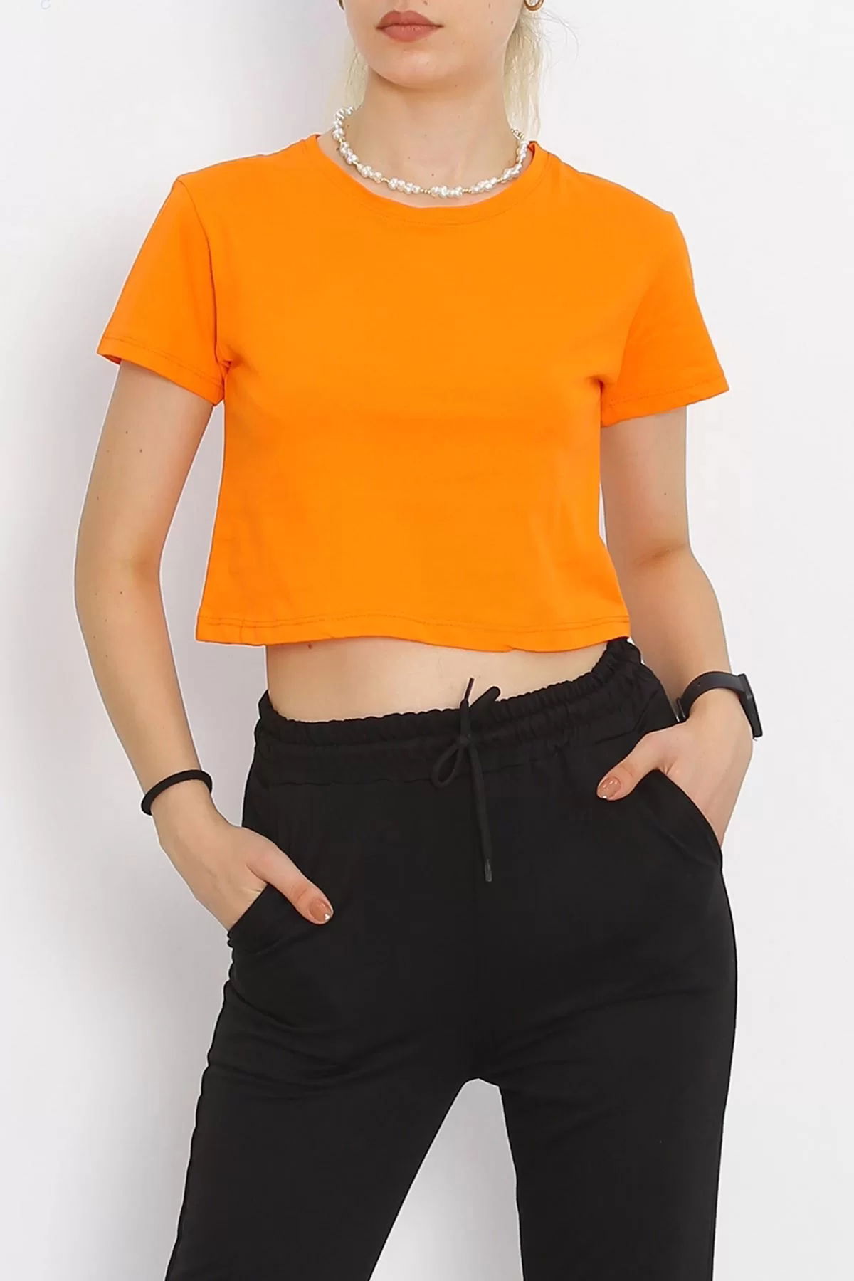 Crew Neck Crop T-shirt Orange - 18962.1247.