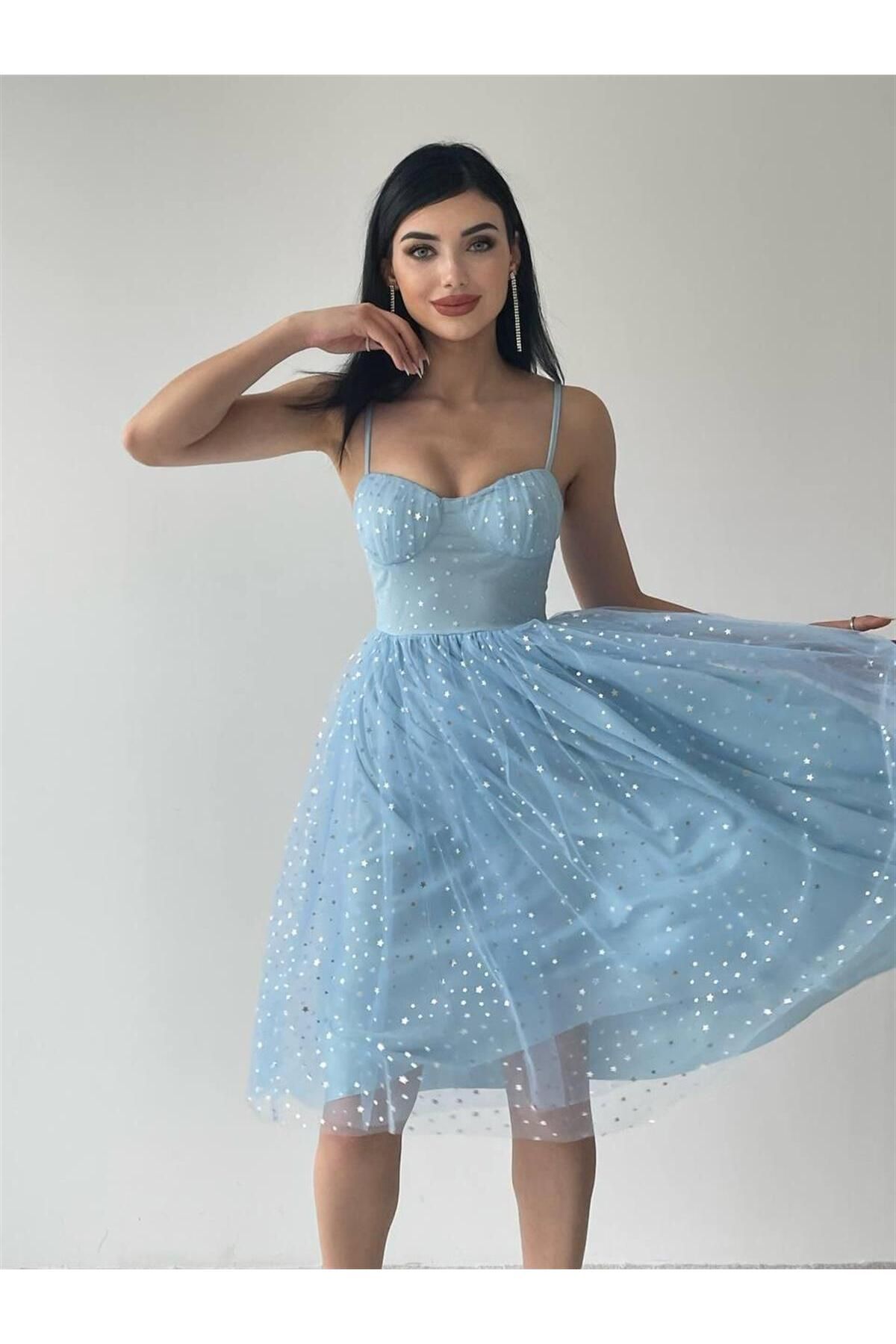 Edwin Star Dress with Straps - Blue