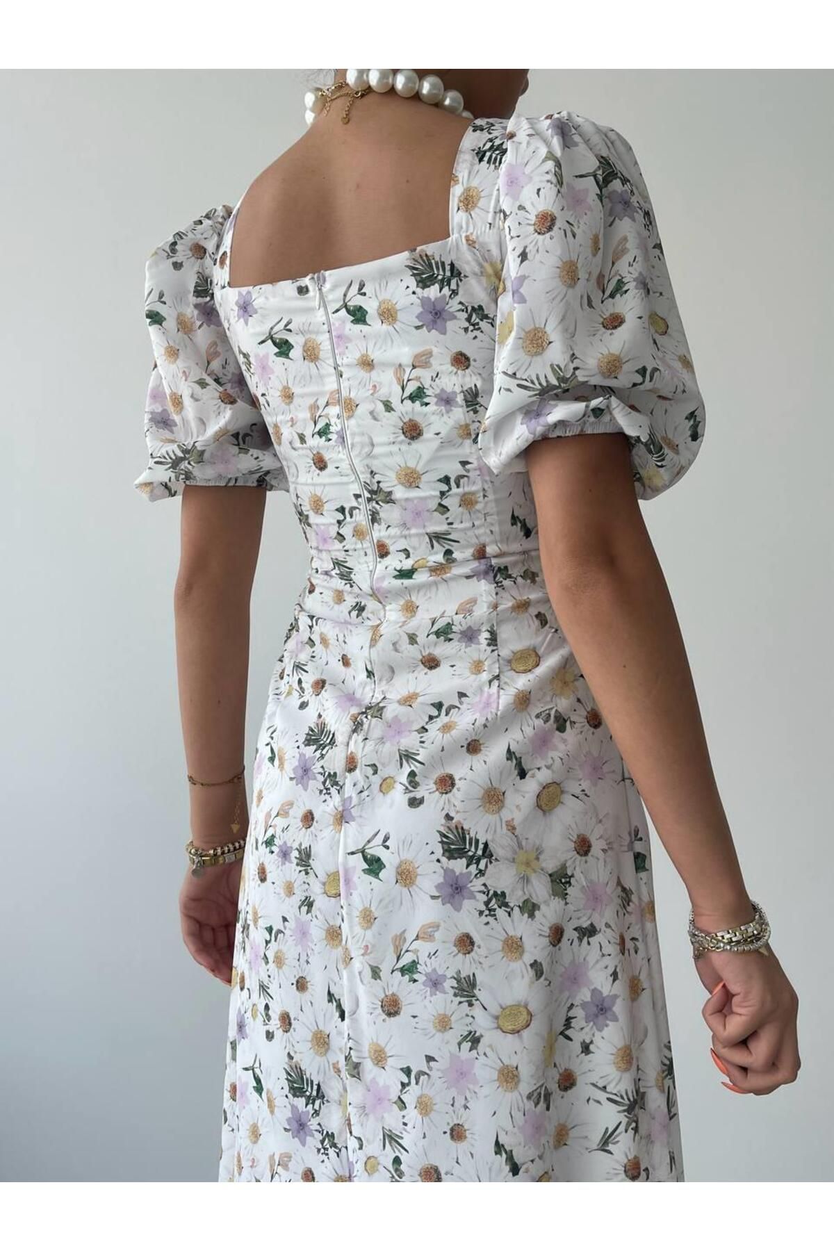 Long Floral Balloon Sleeve Olivia Dress