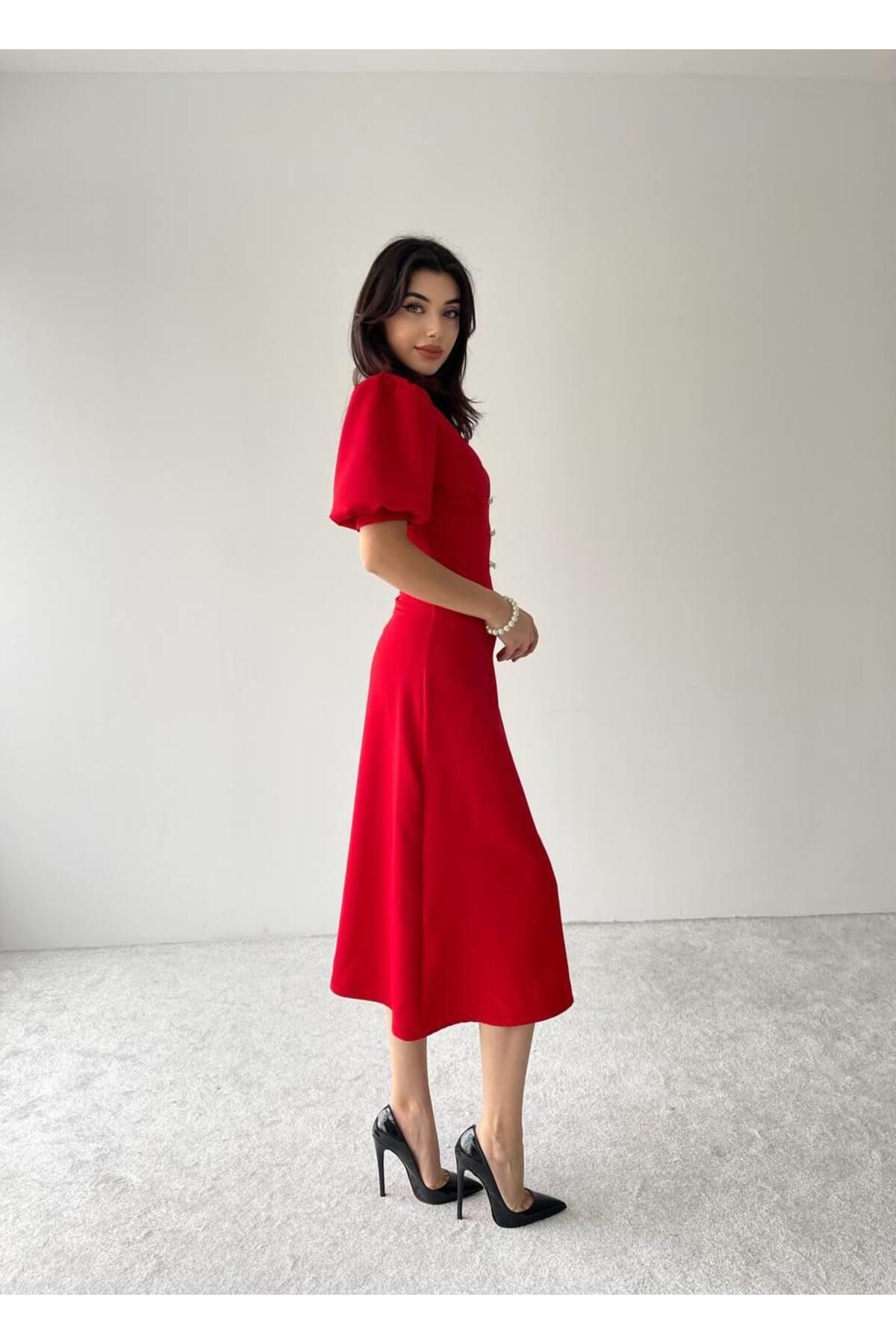 Linda Button Front Midi Dress