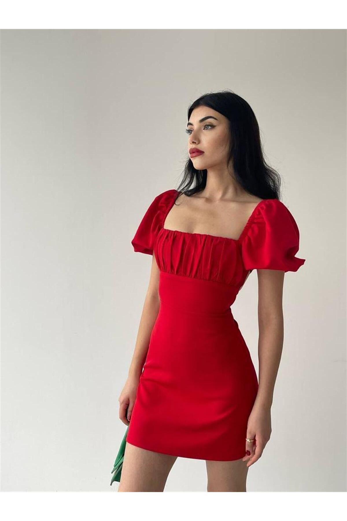 Backless Atlas Dress-6751 - Red