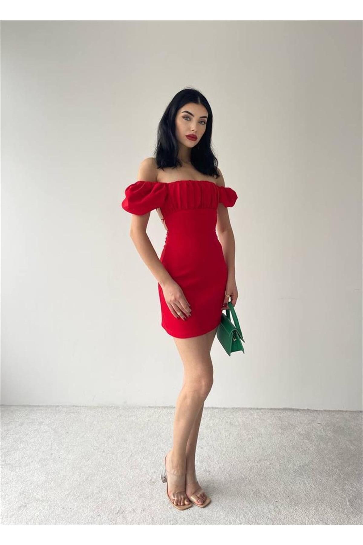 Backless Atlas Dress-6751 - Red