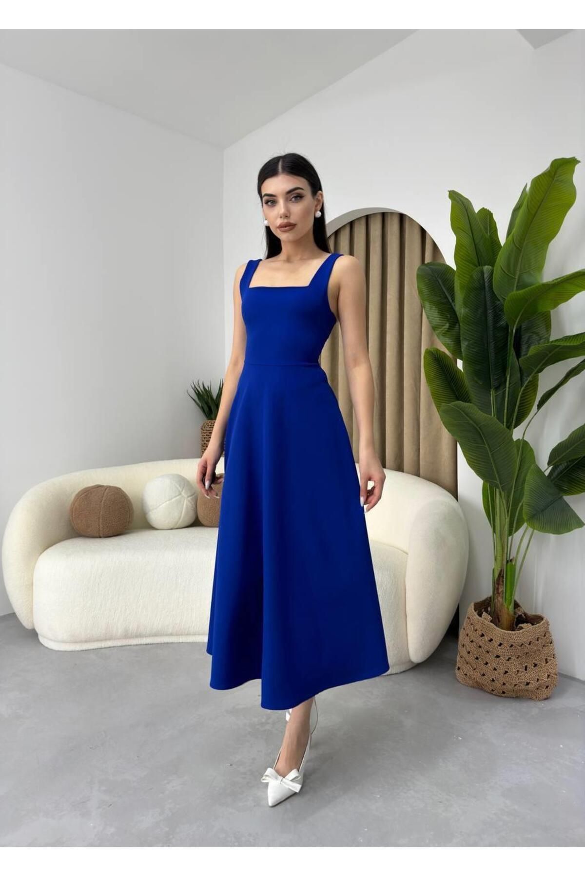 CALLIOPE SQUARE NECKLINE MIDI LENGTH DRESS