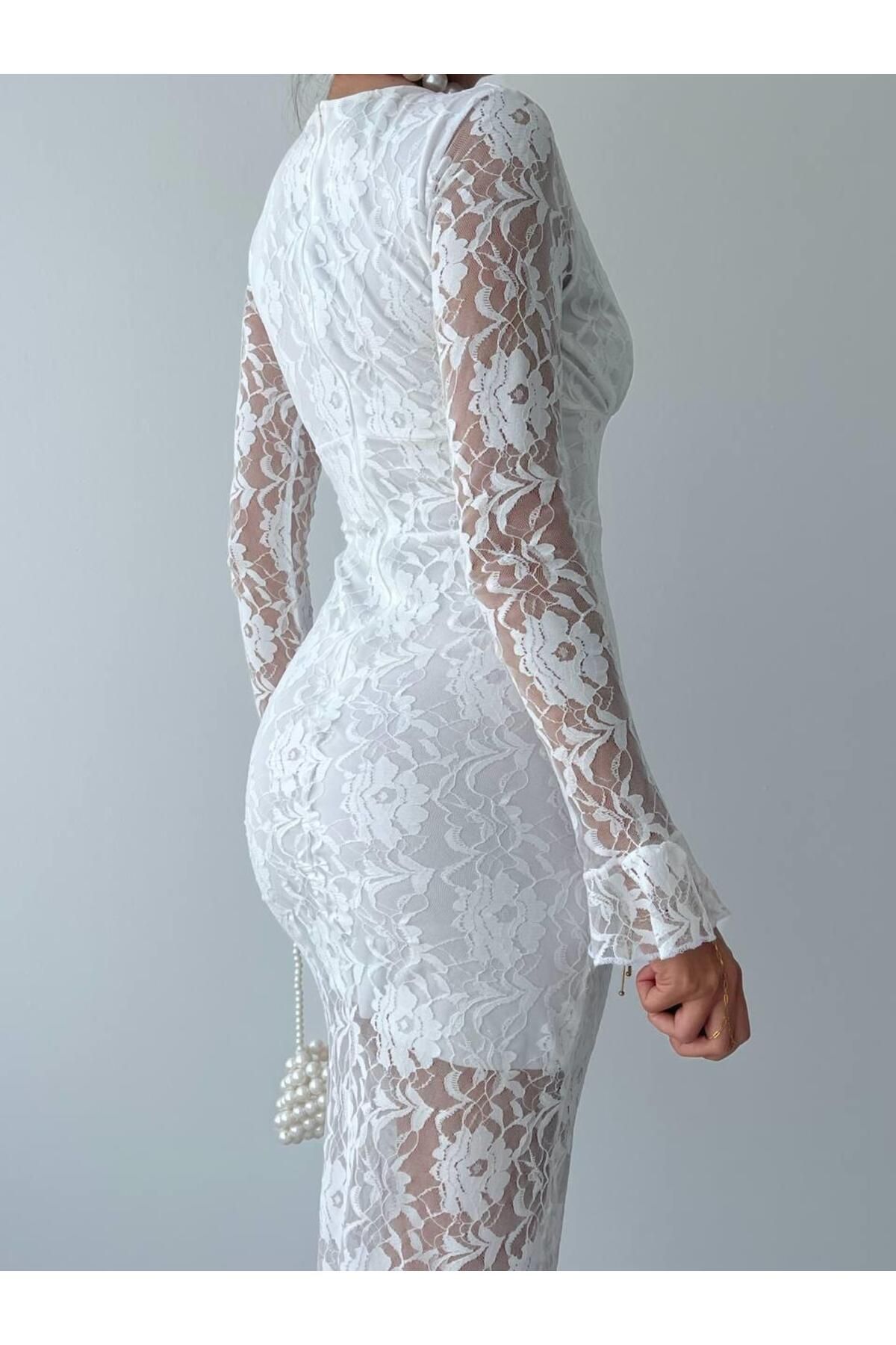 Elegance White Lace Midi Dress