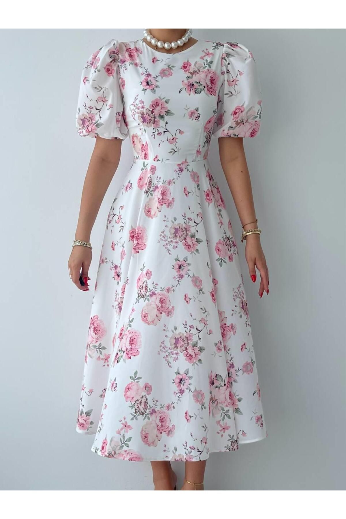 Viki Floral Pattern Midi Length Dress