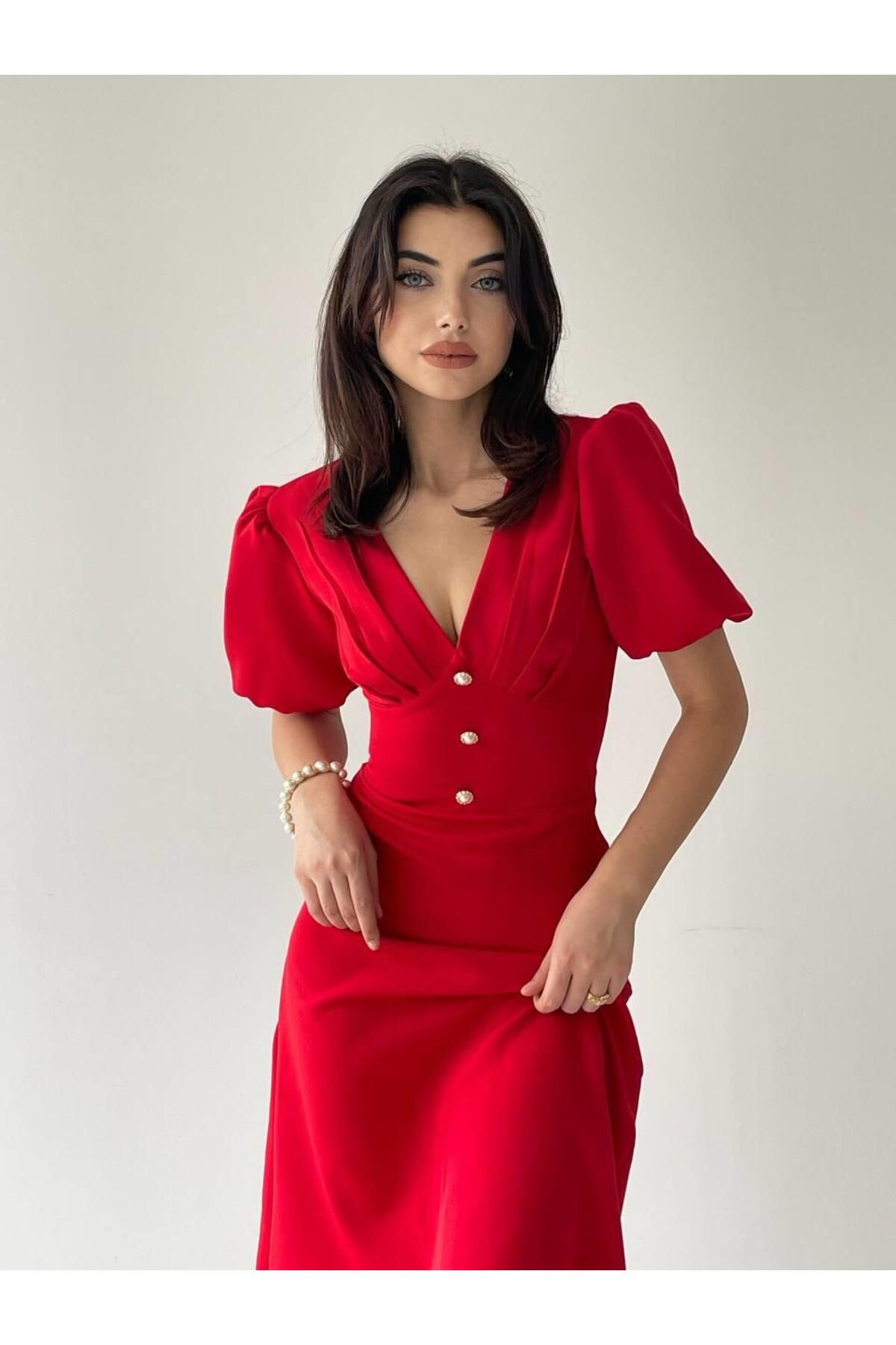 Linda Button Front Midi Dress