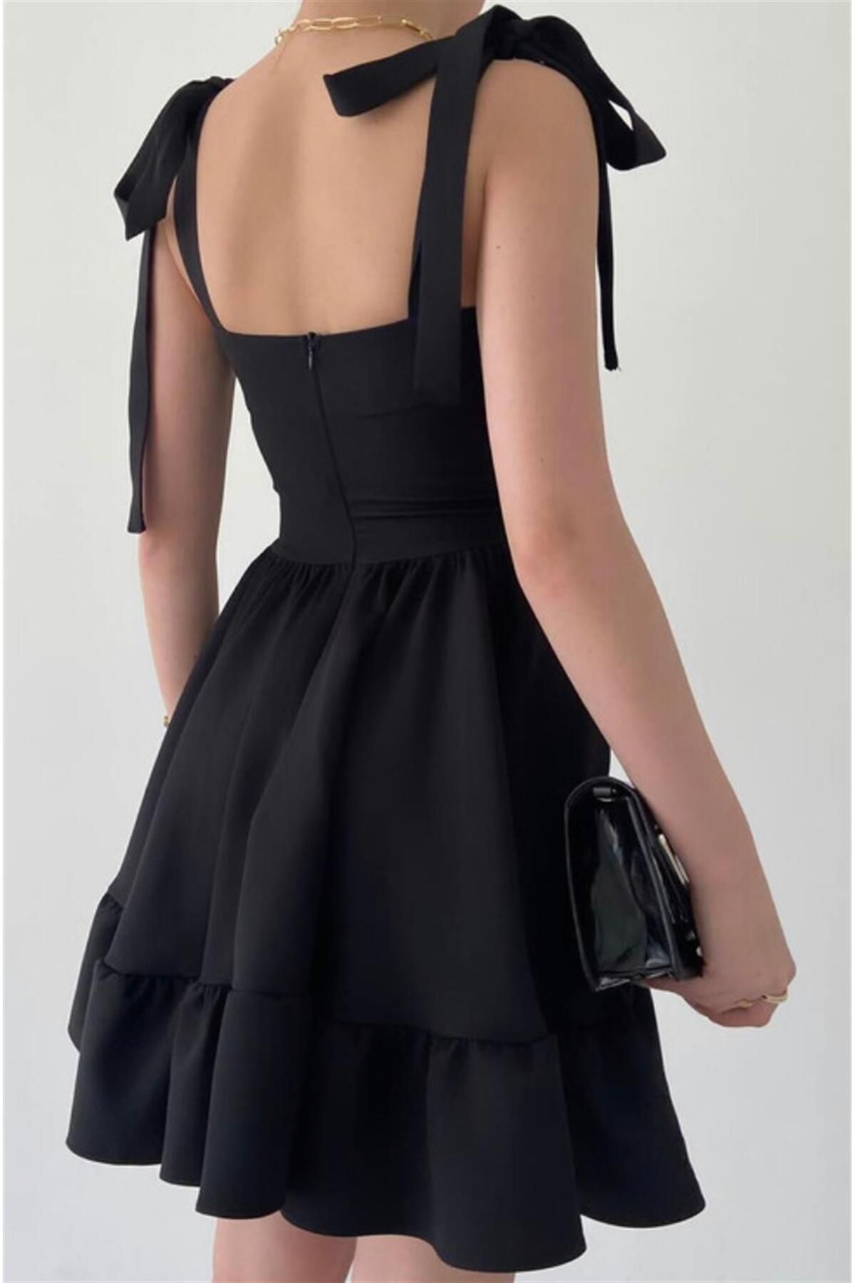 Champ Mini Dress with Flounced Skirt - Black