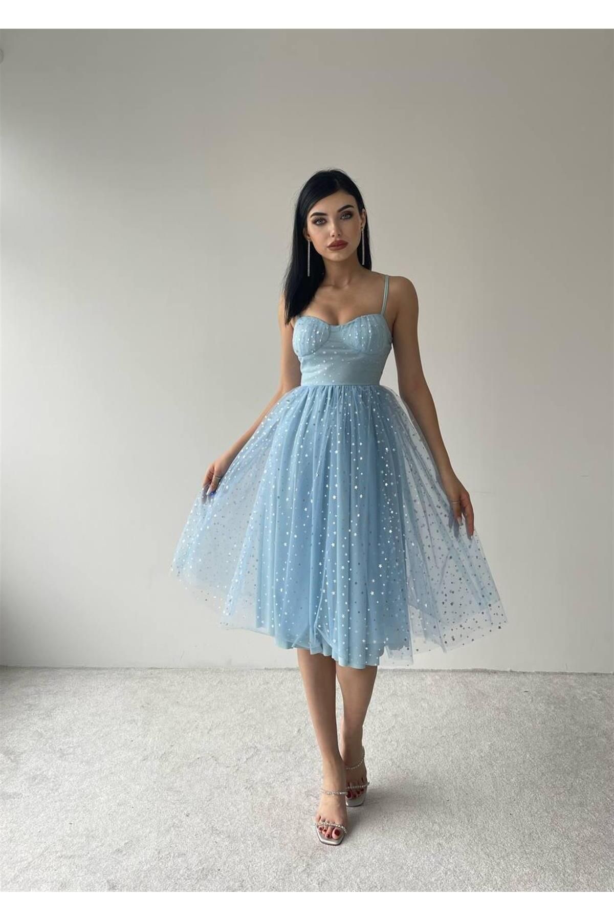 Edwin Star Dress with Straps - Blue