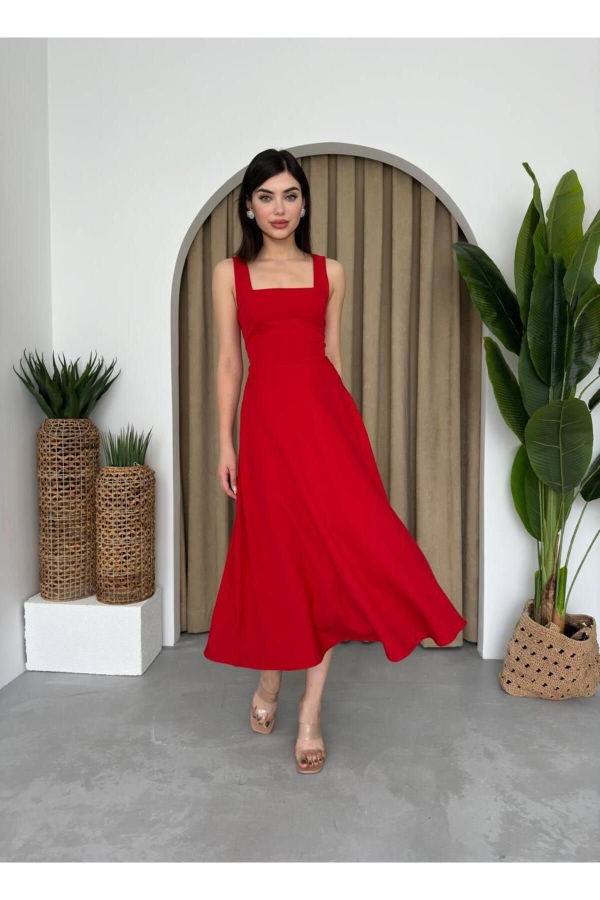 CALLIOPE SQUARE NECKLINE MIDI LENGTH DRESS