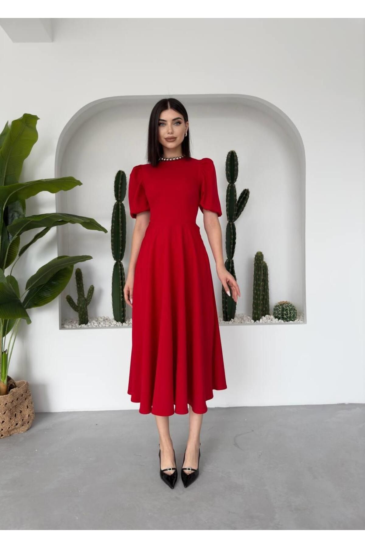 Viki Midi Length Flared Dress