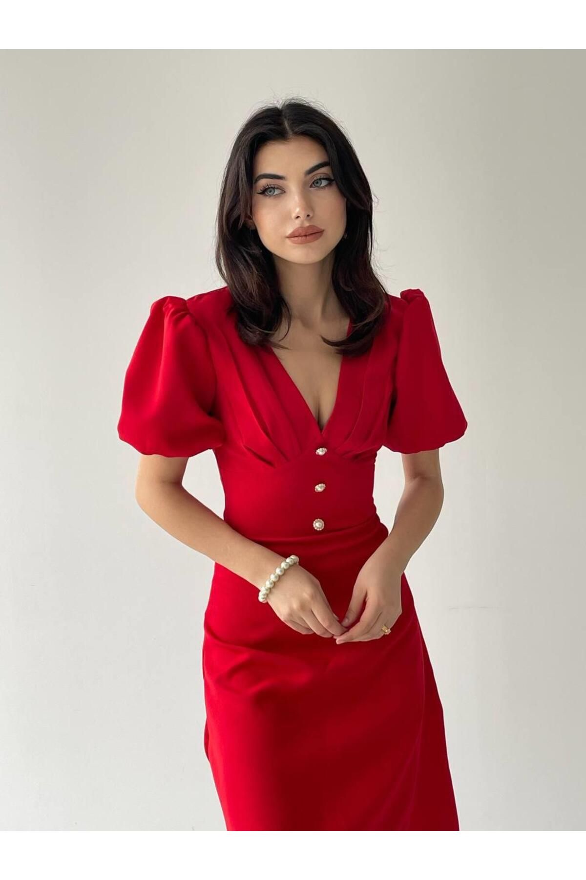 Linda Button Front Midi Dress