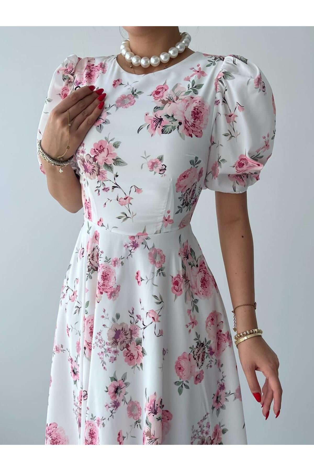 Viki Floral Pattern Midi Length Dress