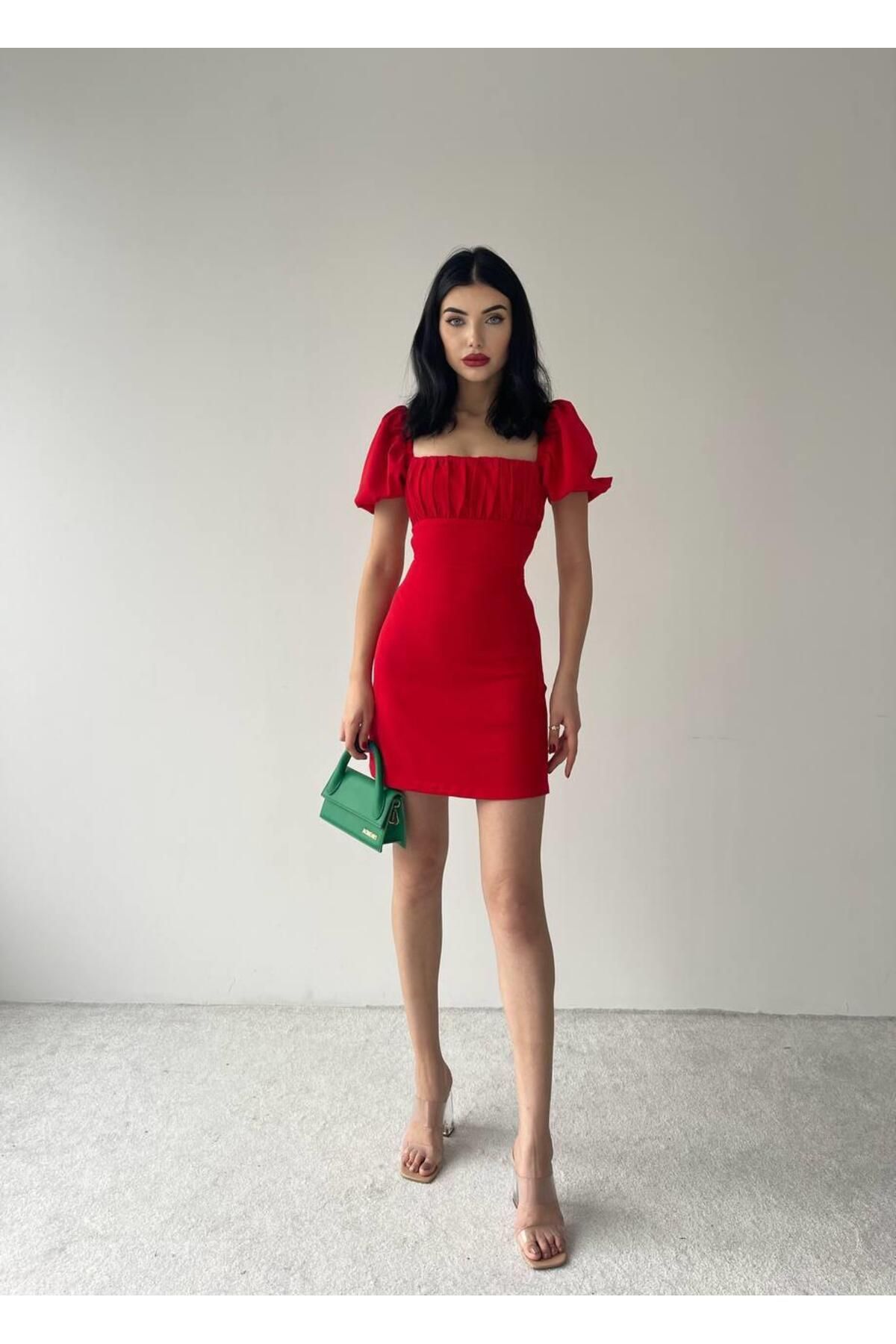 Backless Mini Watermelon Sleeve Dress