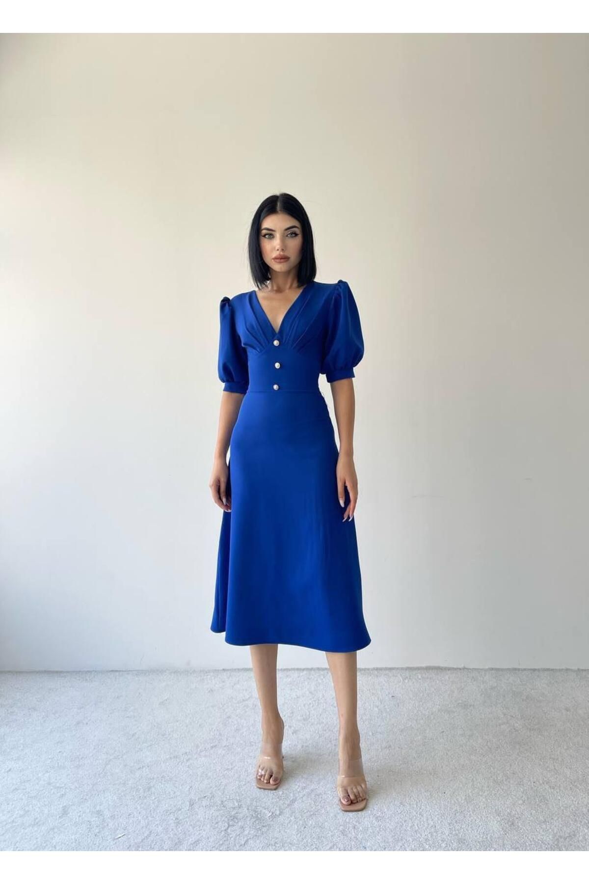 Linda Button Front Midi Dress