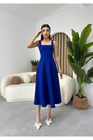 CALLIOPE SQUARE NECKLINE MIDI LENGTH DRESS