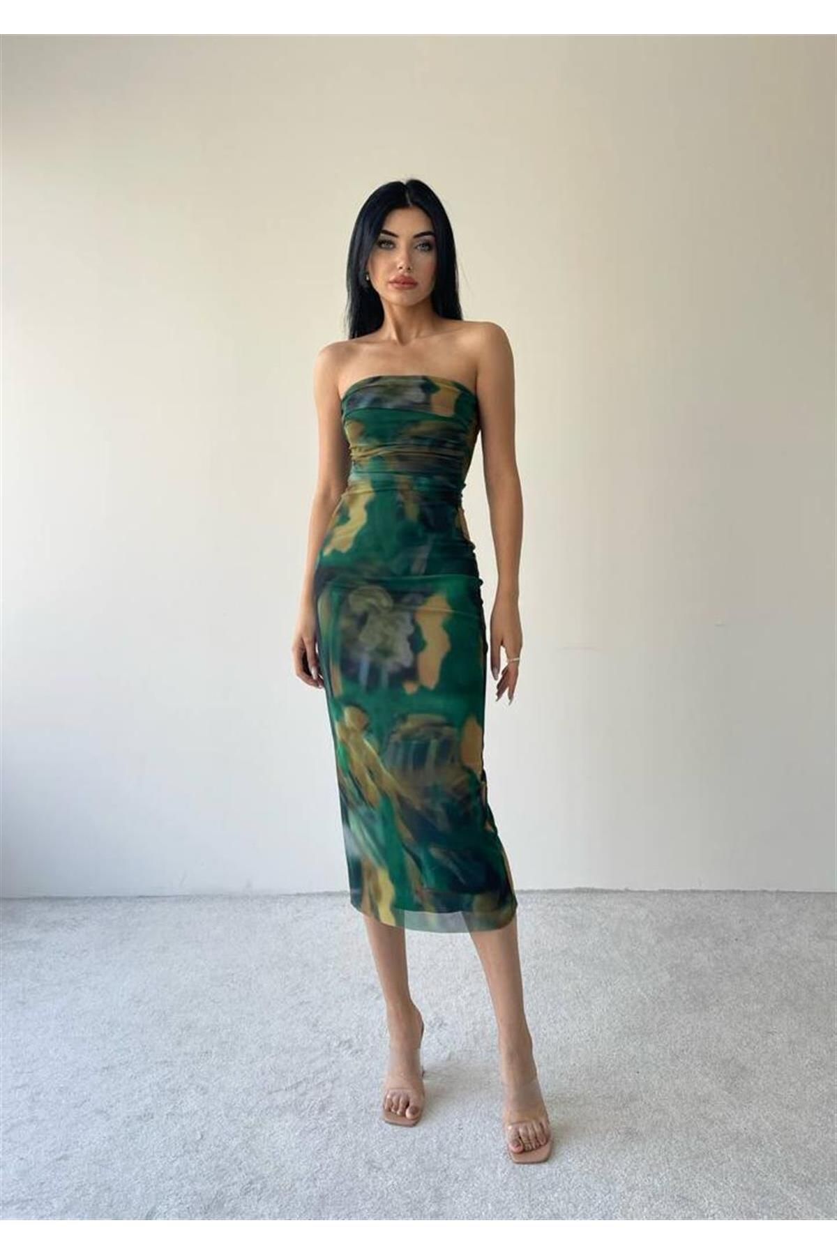 Strapless Stretch Dress - Green