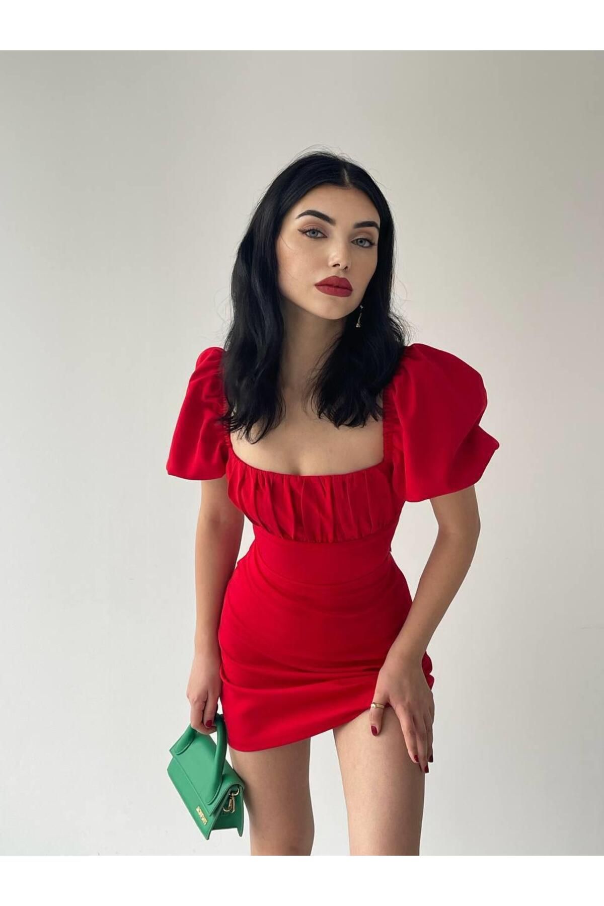 Backless Mini Watermelon Sleeve Dress