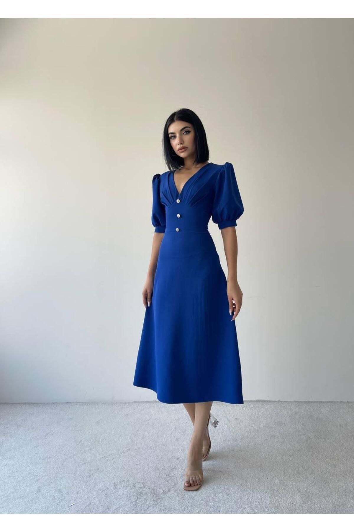 Linda Button Front Midi Dress