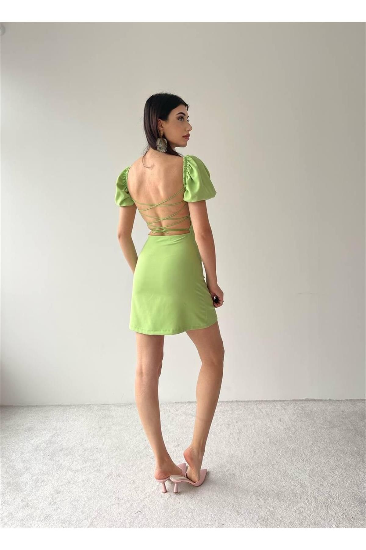 Backless Atlas Dress -6751 - Green