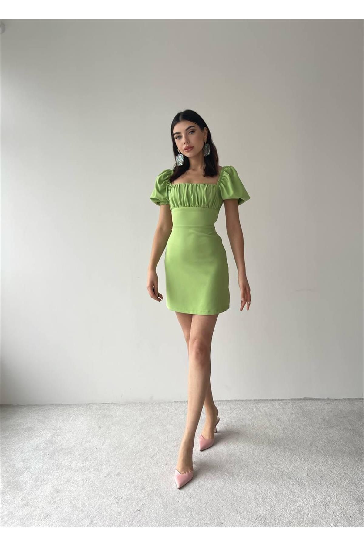 Backless Atlas Dress -6751 - Green