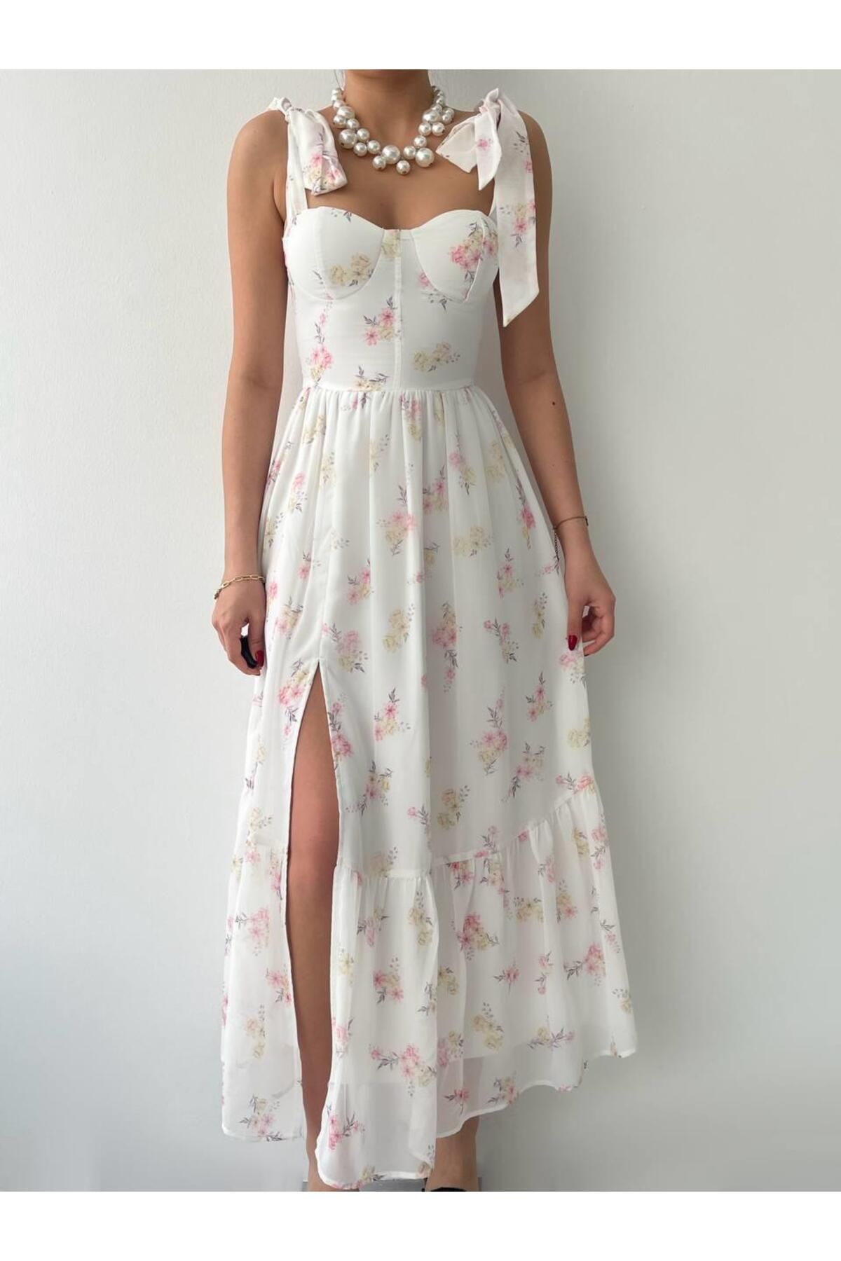 Floral Chiffon Chiffon Kayro Midi Dress with Straps