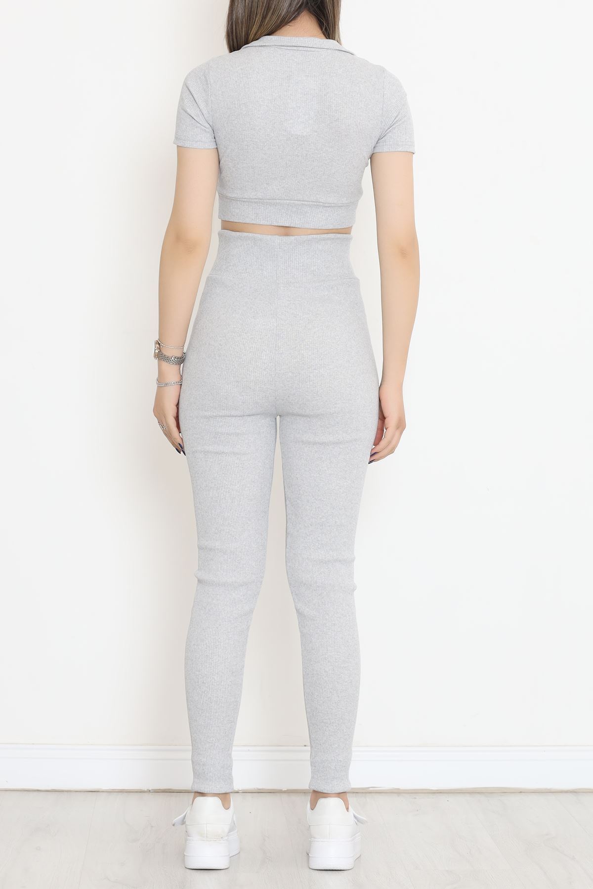 Camisole Zippered Short Sleeve Suit Gray - 18517.1567.