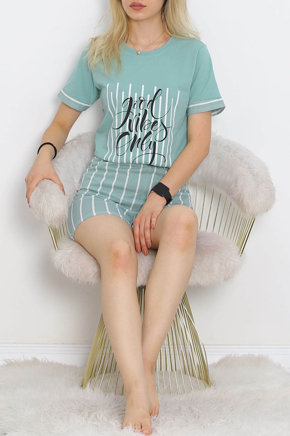 Short Sleeve Shorts Pajama Set Mint - 18956.1567.