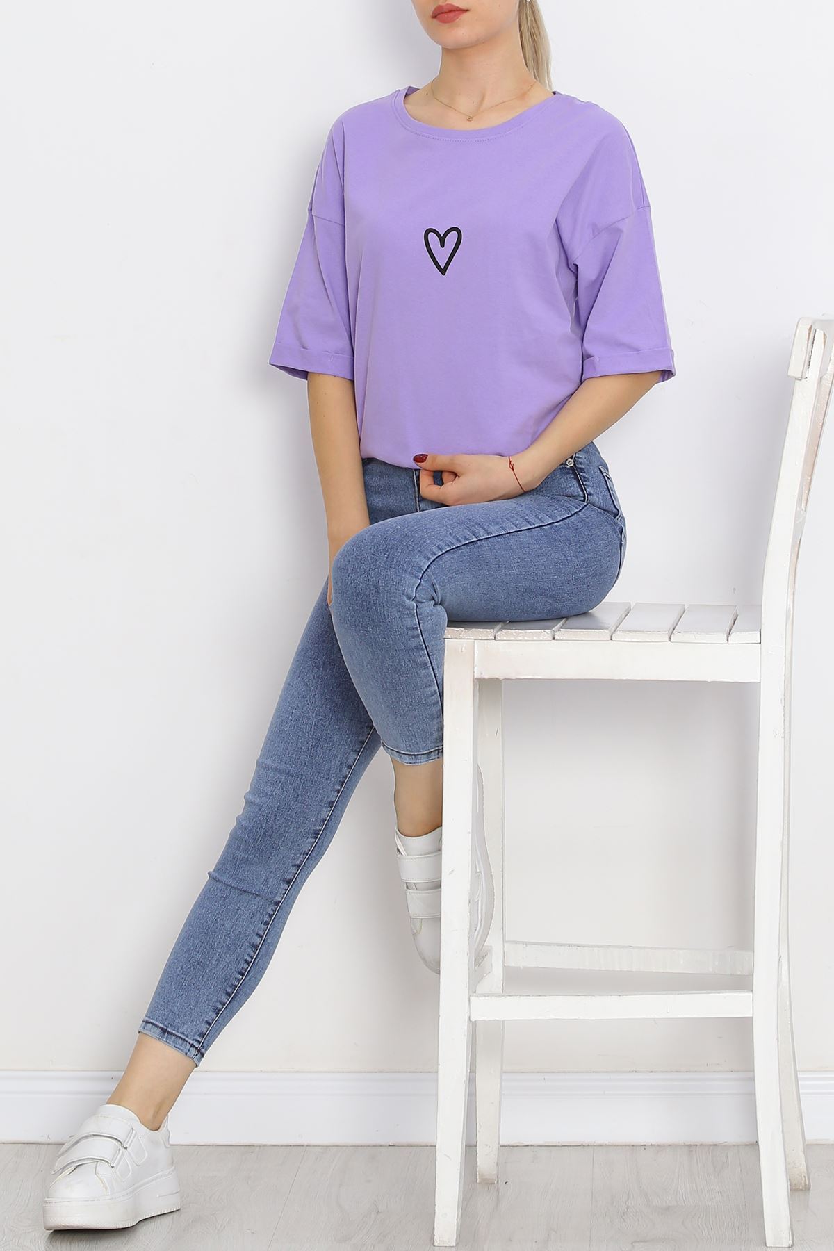 Double Sleeve Printed T-Shirt Lilac - 16556.1567.