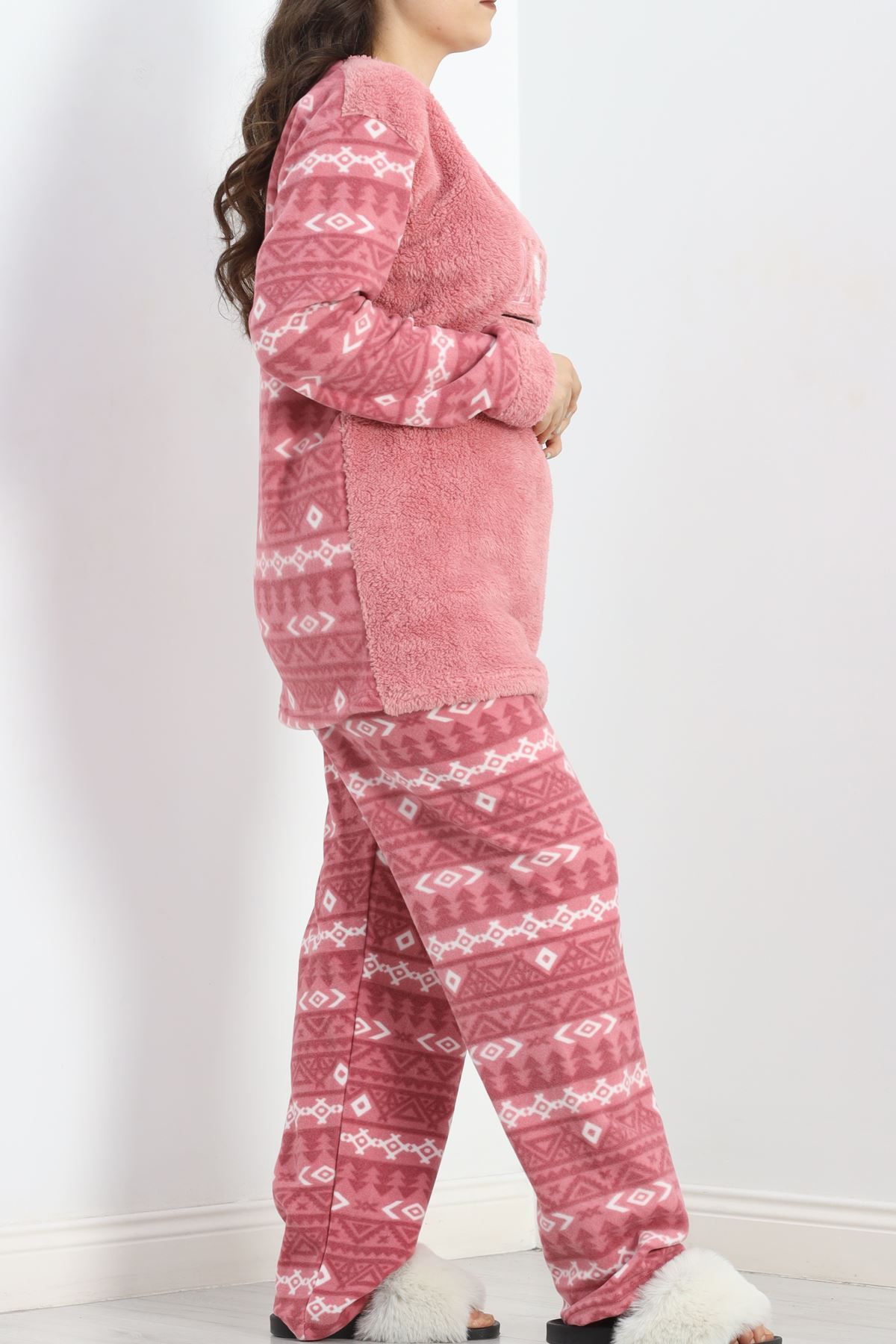 Battal Polar Pijama Takımı Pembe - 19199.1048.