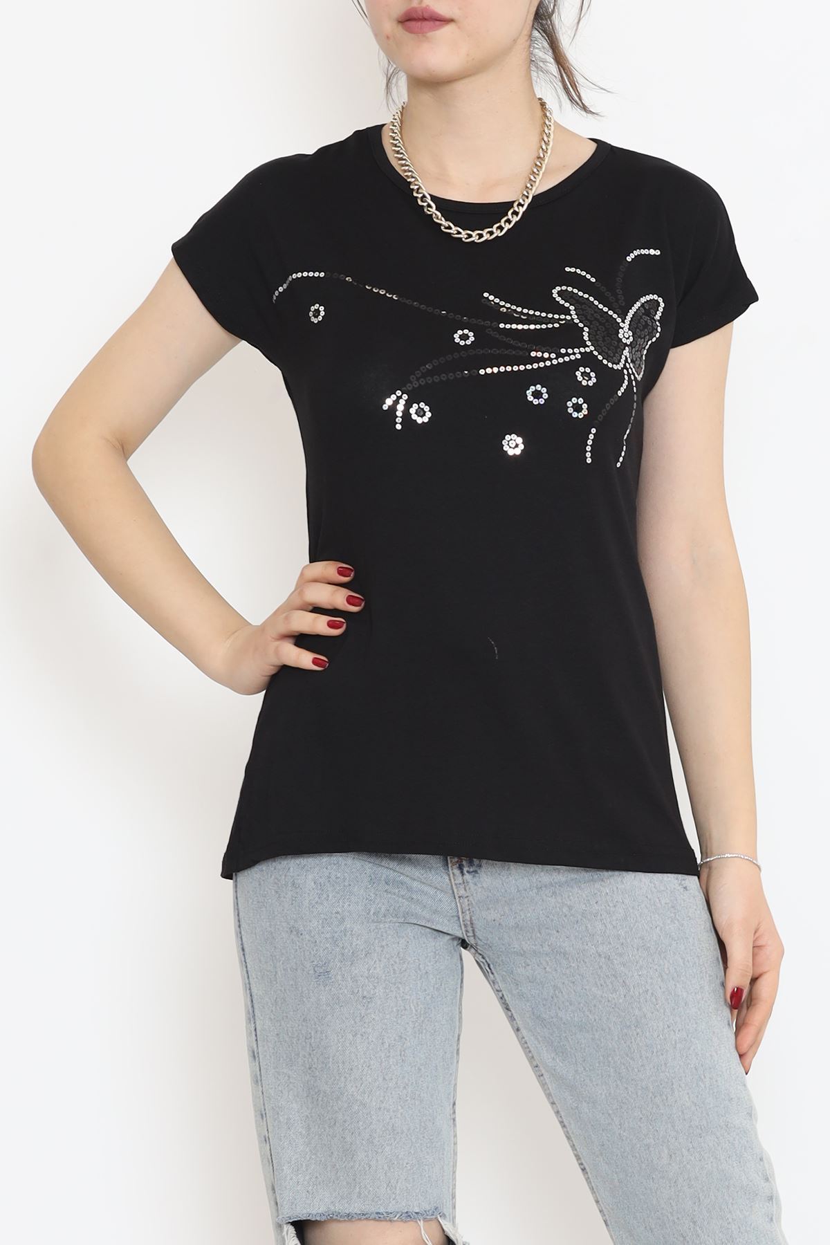 Sequin Embroidered Blouse Black - 17131.599.