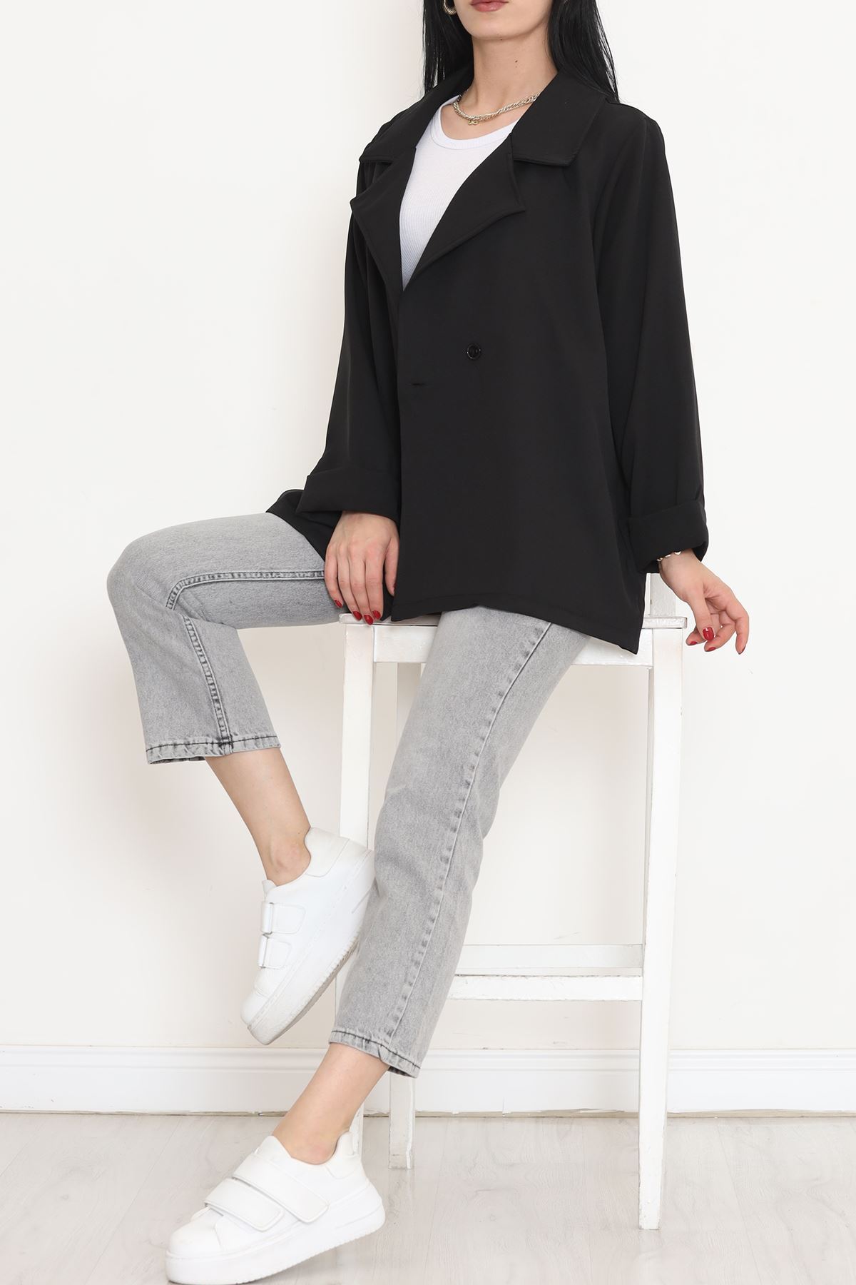 Oversize Button Jacket Black - 951.1247.