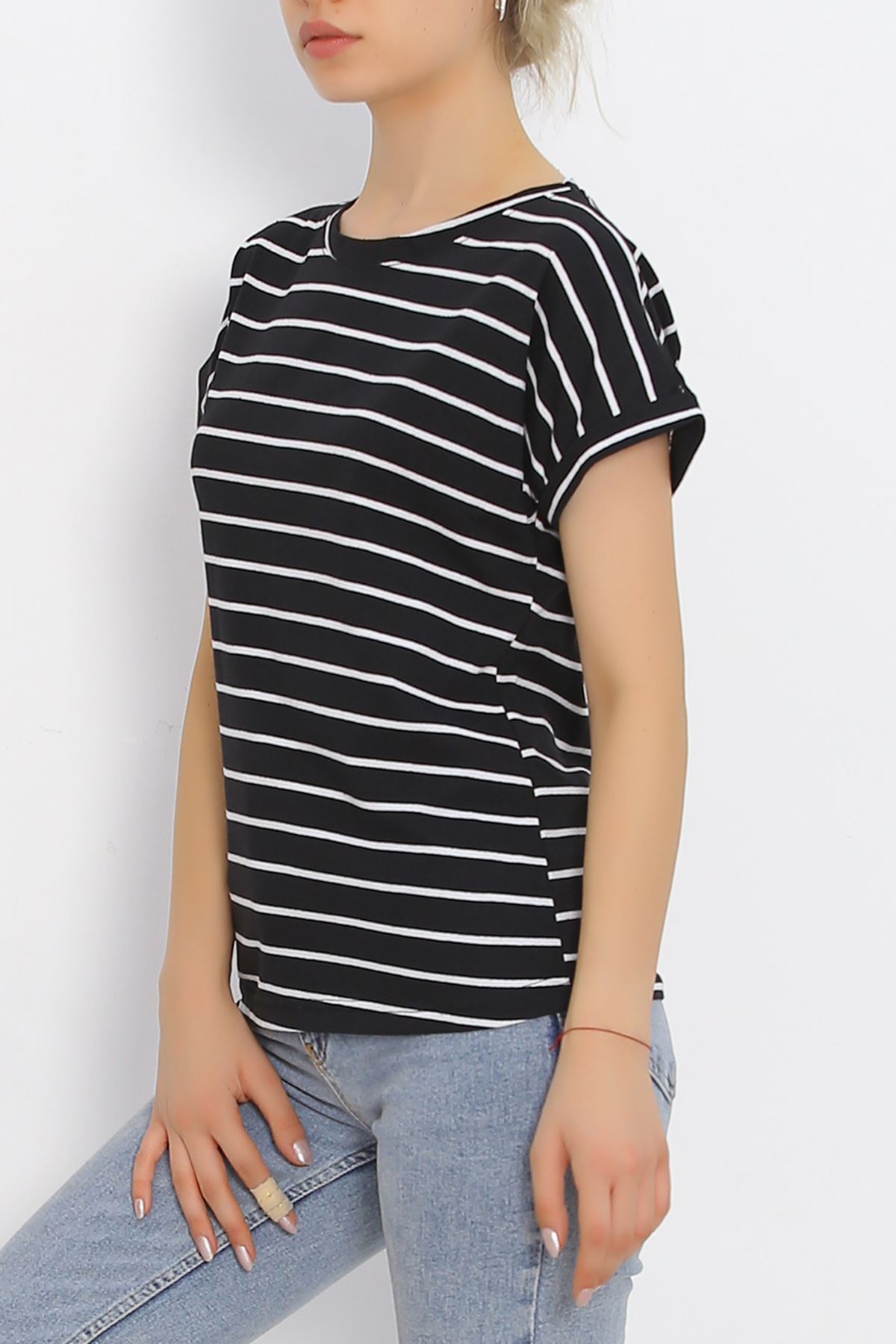 Single Jersey Striped Duplex T-Shirt Black - 15918.1567.