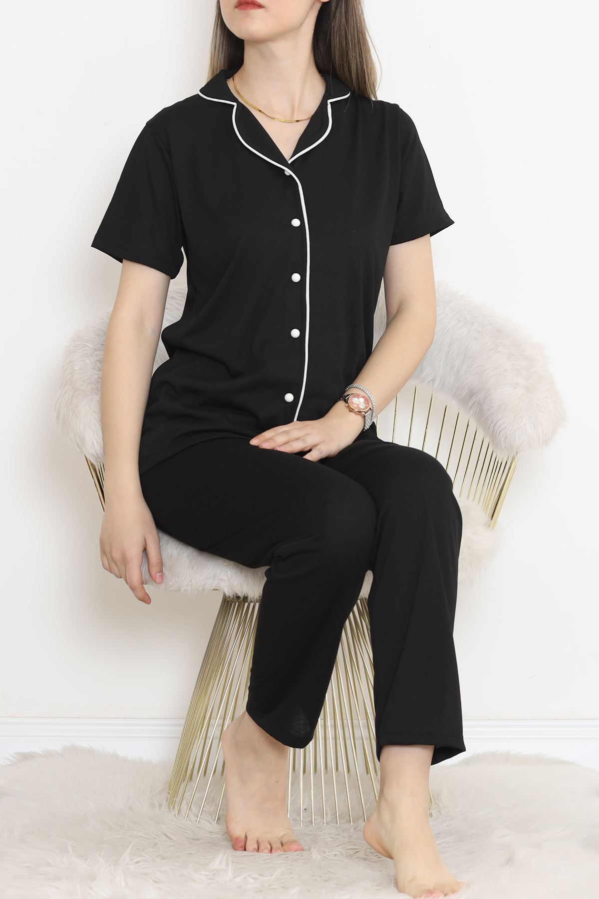 Short Sleeve Polyviscose Suit Black - 707.1287.