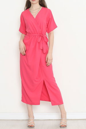 Double-breasted Collar Belted Dress Fuchsia - 152445.701.