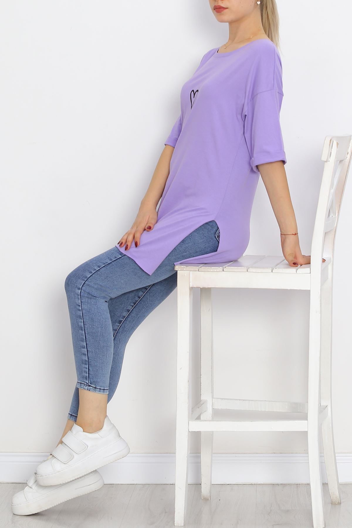 Double Sleeve Printed T-Shirt Lilac - 16556.1567.