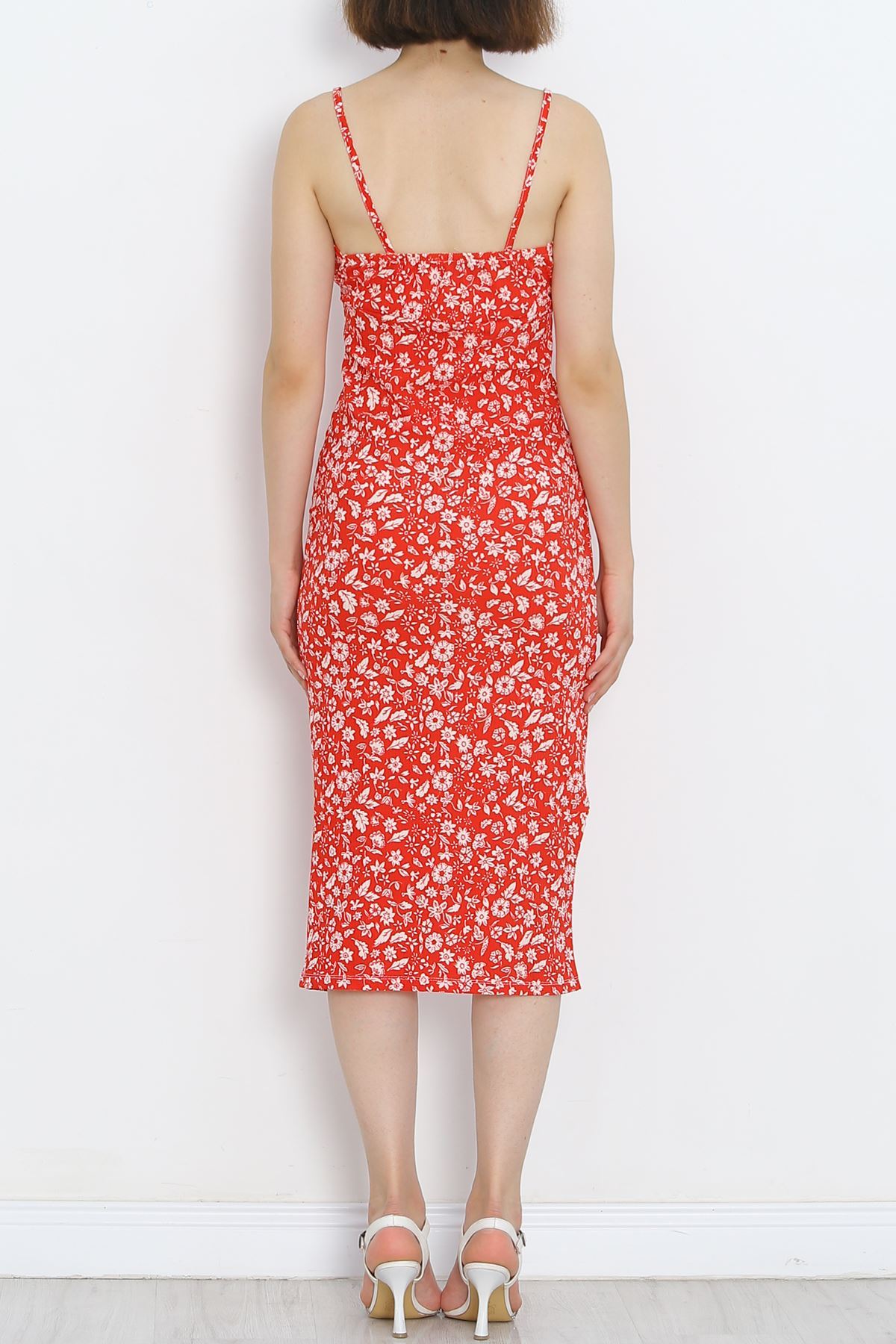 Strappy Patterned Dress Red Floral - 650.1247.