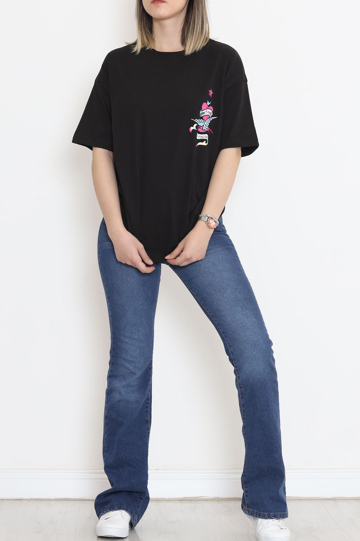 Front Back Printed T-Shirt Black - 16497.1567.