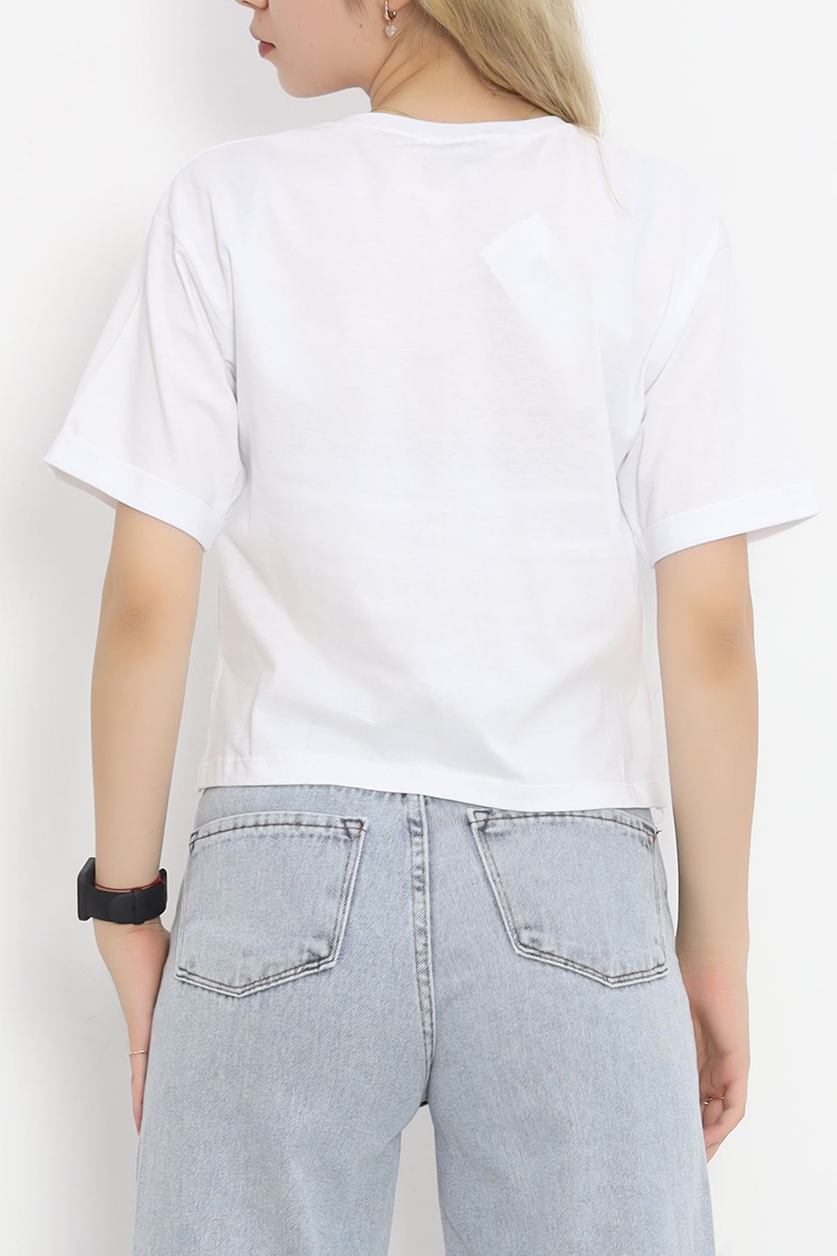 Printed Crop T-shirt White - 16491.1567.