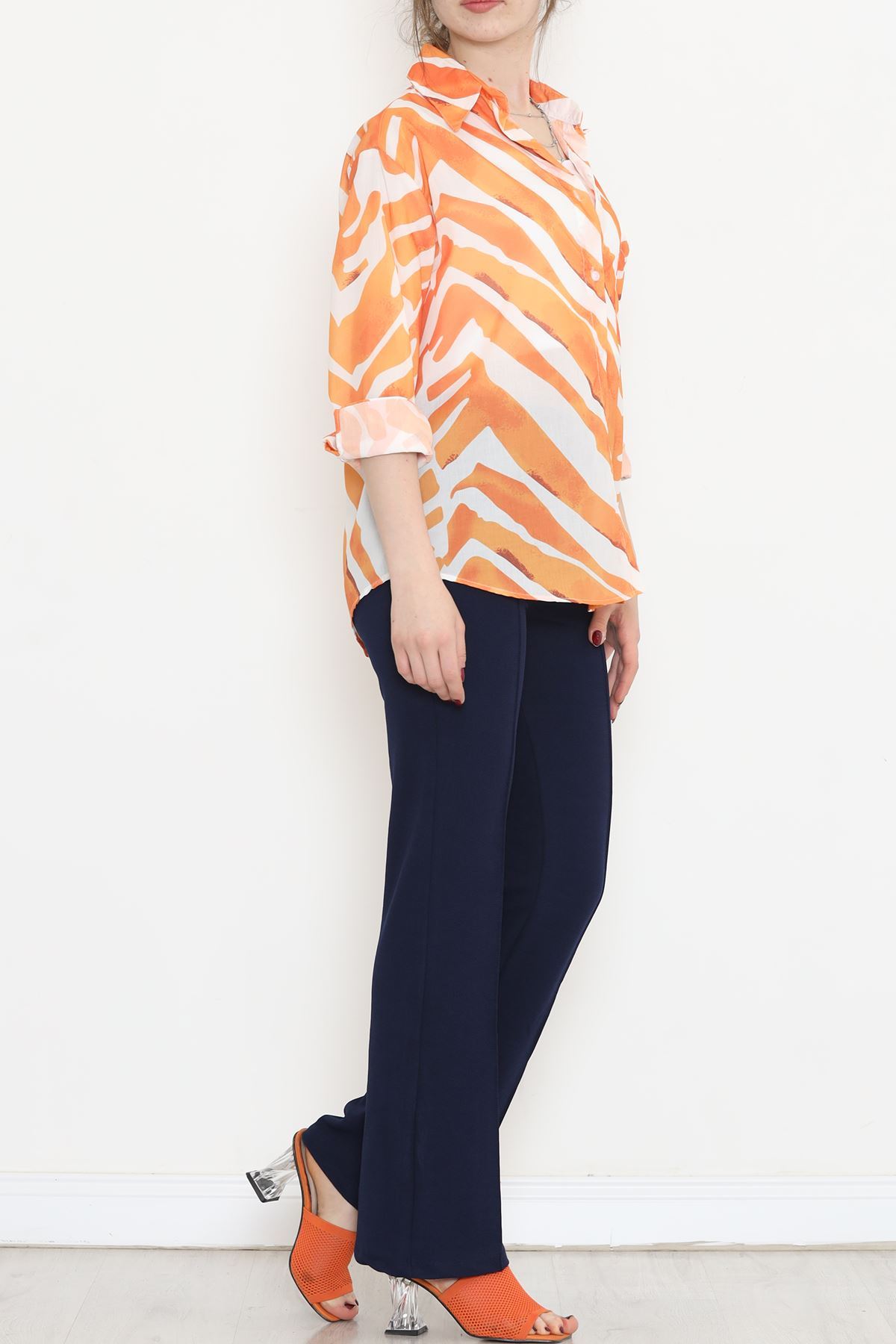 Voile Patterned Shirt Orange - 989.1247.