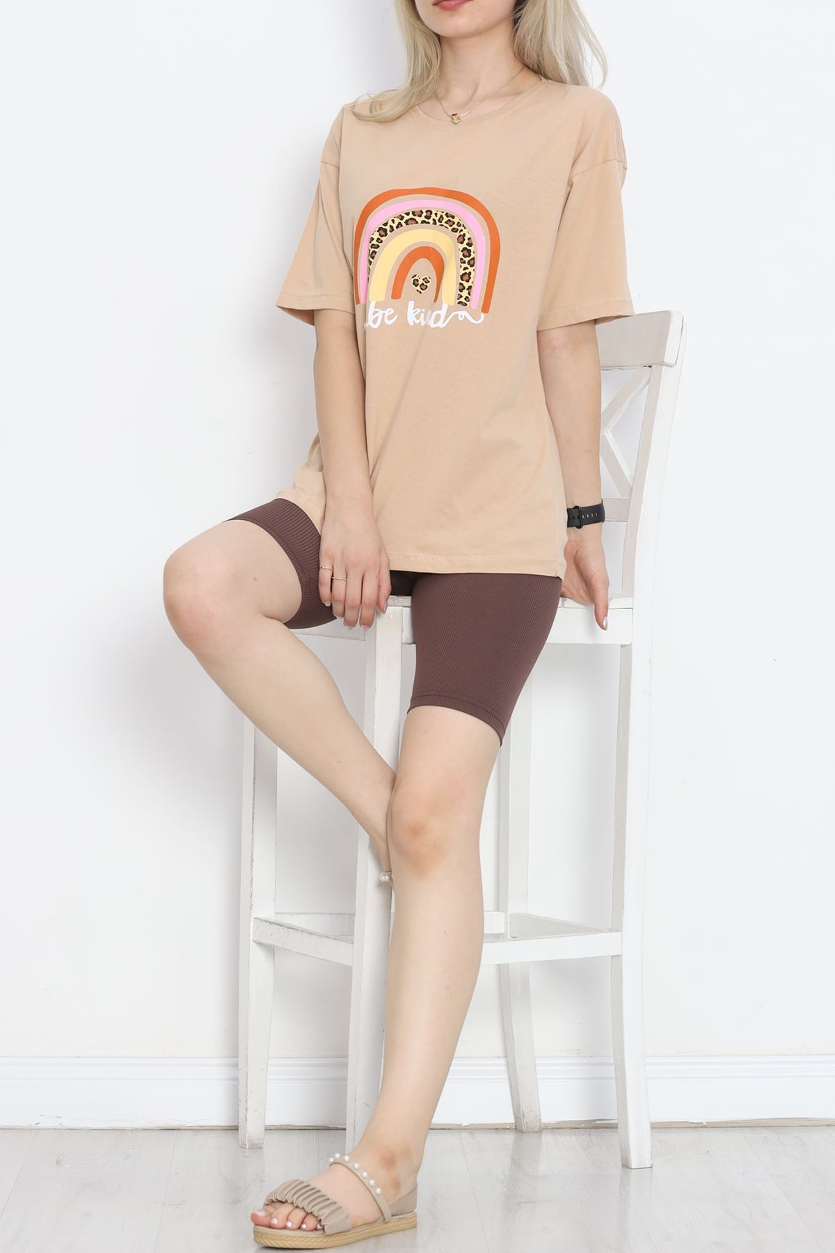 Printed Crew Neck T-shirt Mink - 16522.1567.